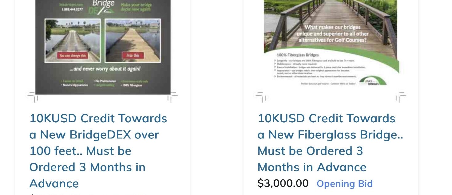 Fiberglass Bridge & BridgeDEX donation for GCSAA Centennial Auction